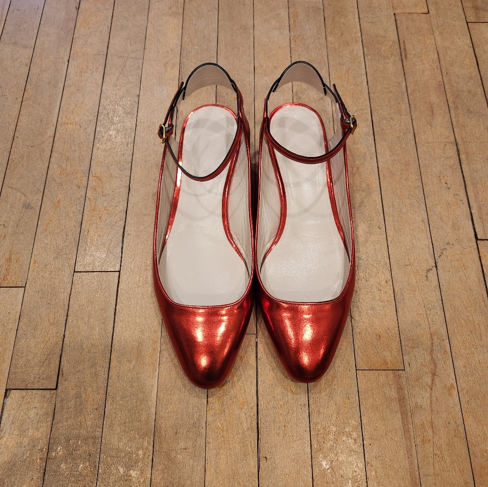 Chloe Metallic Red Mary Janes